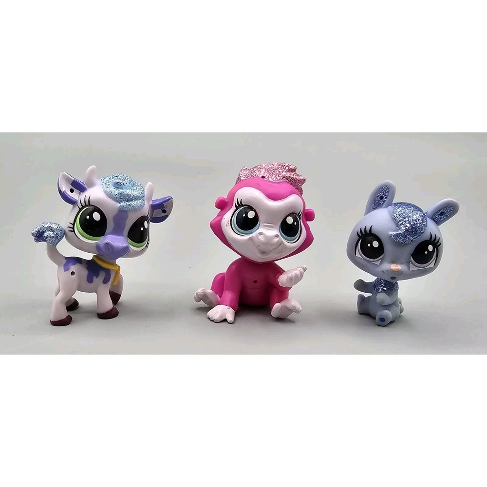 Lot Of 3 LPS Littlest Pet Shop #4082 Gorilla #4084 Cow #4086 Bunny Sparkle